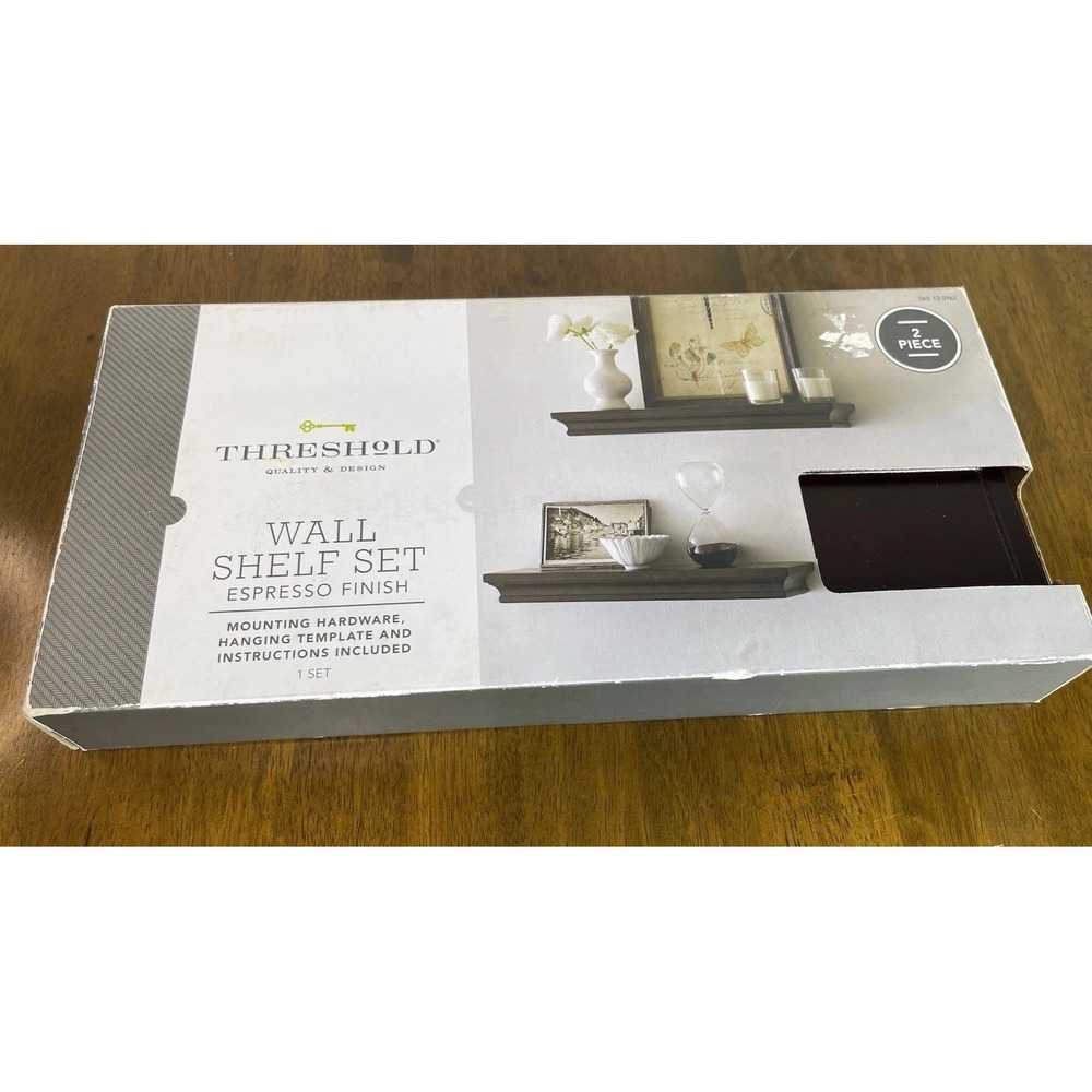 Wall Shelf Set Espresso Color - New Open Box  2 Pc No Screws